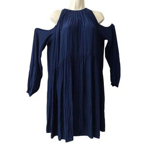 For 2 By Ramy Brook Blue Cold Shoulder Maternity Dress Women Size M Long Sleeve